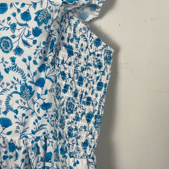 Draper James Flutter Ruffle Strap Midi Dress Blue Floral Paisley Cottagecore med - Picture 4 of 7